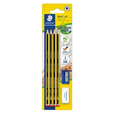 Bild av Staedtler Noris Bleistift HB Set Bleistifte, Radierer und Spitzer, 4 Stück