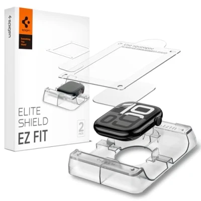 Bild av Spigen Eliteshield EZ Fit Skärmskydd kompatibelt med Apple Watch Series 10 46mm, 2 Stycken, Installationskit ingår, Repfritt, Kristallklart
