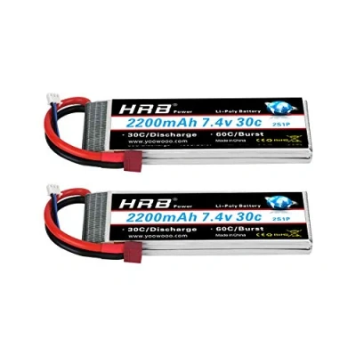 Bild av HRB 2PCS 2S 7,4V 2200mAh 30C Lipo batteri med Deans T kontakt för RC Helikopter Flygplan Bilbåt Lastbil
