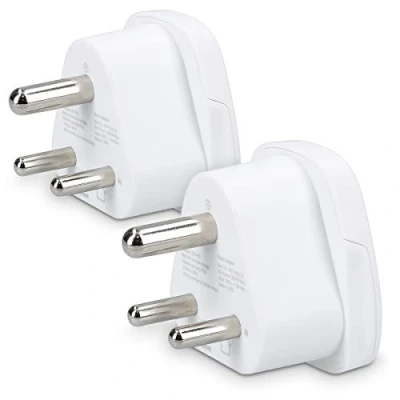 Bild av kwmobile 2x reseadapter typ D universell till uttag för semestrar i Indien, Sri Lanka, Nepal, UAE, Nigeria vit 2 pack