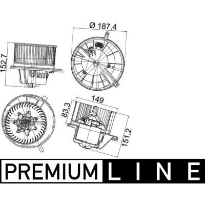 Bild av MAHLE ORIGINAL AB 148 000P Pulseur d&#039;Air pour véhicules avec/sans climat. avec direction à gauche sans régulateur intégré