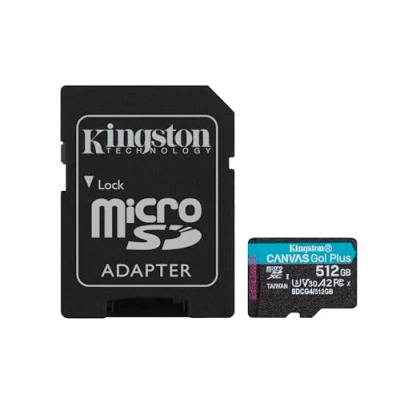 Bild av Kingston Technology Canvas Go! Plus, 512 GB, MicroSD, Klass 10, UHS I, 200 MB/s, 160 MB/s
