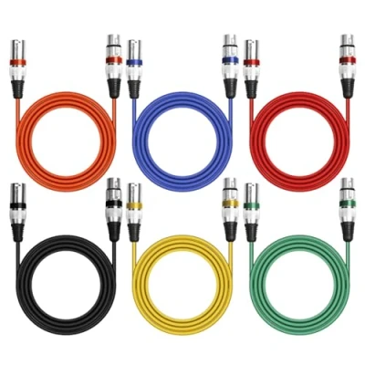 Bild av 6 Pack XLR kabel, balanserad mikrofonkabel, DMX kablar för lampor 3 stifts hane till hona, studiobandspelare, mikrofon, högtalare scenbelysning (2M)