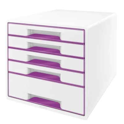 Bild av Leitz WOW Skrivbordsbyrå, 5 lådor, A4, inkl. markeringspenna och avdelare, lila metallic, 52142062