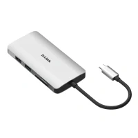 Bild av D Link DUB M810 8in1 USB C hub adapter med HDMI 4K och 1080p 2X USB3/USB2 nätverkskortsanslutning 1 Gbps SD microSD kortläsare, x laddning/data upp till 100 W