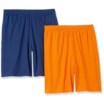 Bild av Amazon Essentials Men&#039;s Performance Tech shorts med lös passform (finns i Big &amp; Tall), Pack of 2, Ljust orange/Marinblå, S