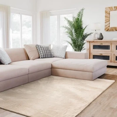 Bild av Interiyou matta lång lugg Fargo 230x330 cm Beige Pälsmatta av konstpäls, mjuk, tvättbar, halksäker, fluffig