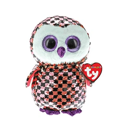 Bild av Ty Flippables CHECKS sequin pink/blk owl 23 cm