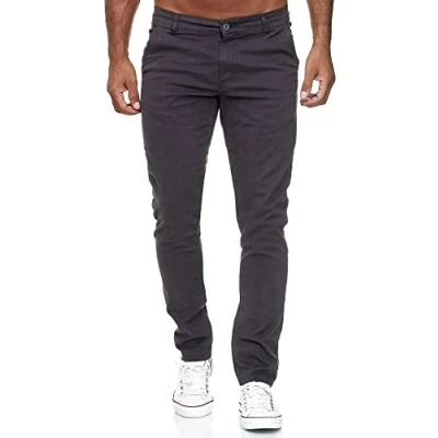Bild av Tazzio Chino 19530 för män slim fit stretch chinos byxor med bomullsblandning designer fritidsbyxor, året runt, bekväm, antracit, 38W / 36L