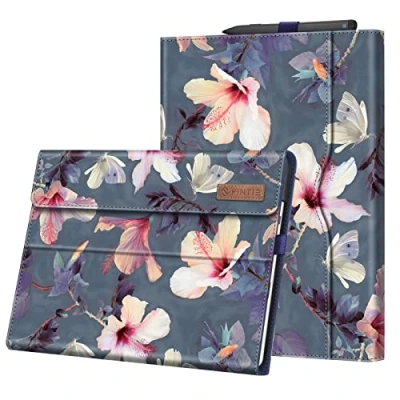 Bild av Fintie Fodral kompatibelt med Microsoft Surface Pro 9 (2022 Release) 13 tum visningsskydd flera vinklar ficka och pekskärmshållare, blommande hibiskus