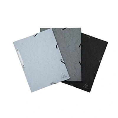 Bild av Exacompta Ref. 55571E Set med 3 mappar resårer och flikar 400g/m2 blank kartong storlek 24 x 32 cm för A4 dokument färger Orage : grå, duvgrå, svart