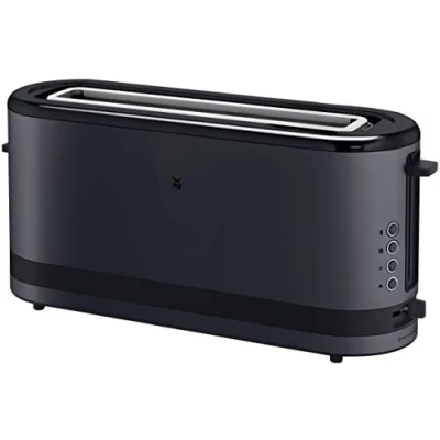 Bild av WMF Brödrost med lång slits, 2 skivor brödfäste, smal brödrost, XXL, bagelfunktion, 7 rostningsnivåer, 900 W, i rostfritt stål, matt, svart