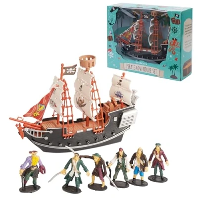 Bild av THE TWIDDLERS Piratskepp Leksak med Piratfigurer för Barn Födelsedags och Julklapp Pojkar