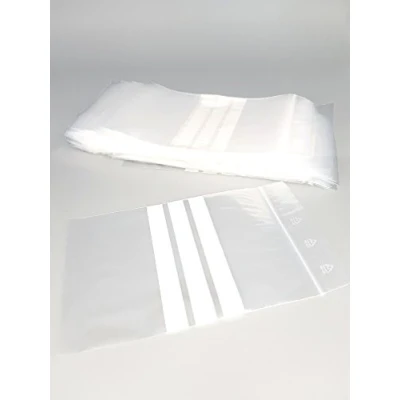 Bild av Dragkedja påse 3 vita ränder set med 100 50 mikron (80 mm x 180 mm)