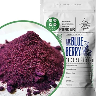 Bild av Frystorkat Vilda Blåbärspulver 100% Naturlig Torkad Frukt Uttorkad Blåbär Inget Tillsatt Socker Frystorkad Gefriergetrocknete Wilde Blaubeeren Freeze Dried Wild Blueberry Powder