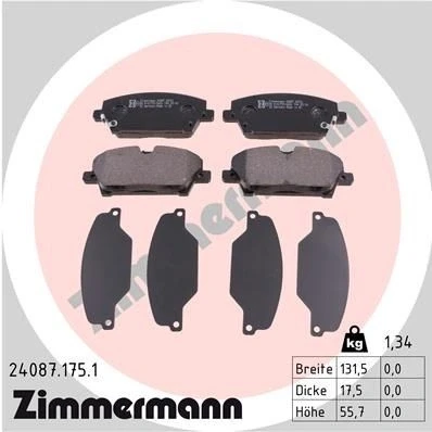 Bild av ZIMMERMANN 24087.175.1 Jeu de plaquettes frein avec indicateur d&#039;usure la photo correspond au contenu livraison HONDA: CIVIC 8 Hatchback
