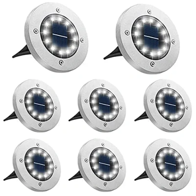 Bild av Bowfar Utomhus solcell [8 st], 12 LED 800 mAh, solcell, trädgård, vattentät, IP65, spotlight, dekorativt ljus för terrass, gräsmatta, trädgårdsväg, kallt vitt