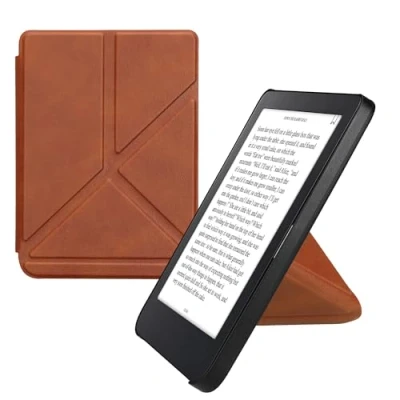 Bild av kwmobile fodral kompatibelt med Kobo Clara 2E magnetiskt flipfodral i konstläder läsplatta brun