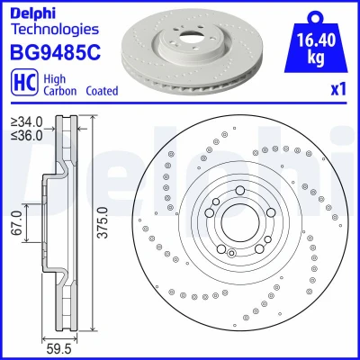 Bild av Bromsskiva Delphi BG9485C