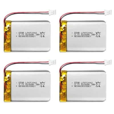 Bild av 4X EEMB 3,7 V 820 mAh 653042 Lipo batteri uppladdningsbart litiumpolymerjon batteripaket med JST anslutning UN38.3 (UL certifierad för cell) se till att enhetspolariteten matchar innan du