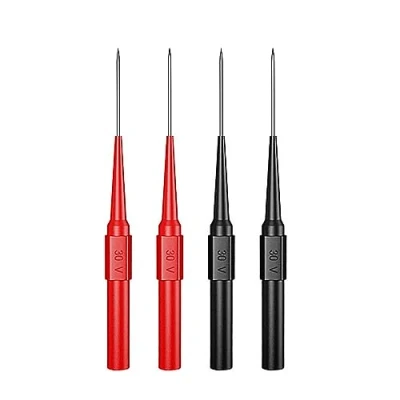 Bild av Cleqee 4 st isolerade testsonder mm uttag multimeter piercing nål ryggsond 30 V/10 A för mätning av små IC stift