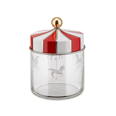 Bild av Alessi Circus MW30/75 Design för livsmedelsförvaring i screentryckt glas med vitt järnlock, 75 cl