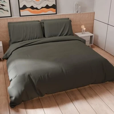 Bild av PETTI Artigiani Italiani Dubbelt påslakanset 250x200 cm (2 örngott 50x80 ingår), mjuk mikrofiber enfärgad mörkgrå