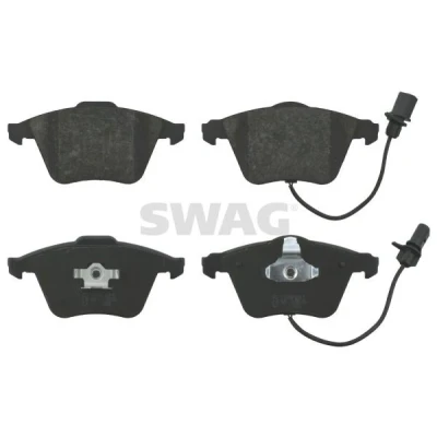 Bild av SWAG 30 91 6584 Jeu de plaquettes frein Essieu Avant contact signal d&#039;usure inclus avec clip piston AUDI: A6 C6 Avant, A4 B7