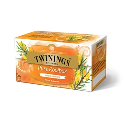 Bild av Twinings Pure Rooibos te ren roibusch i tepåse med de bästa bladen från Sydafrika 100 procent naturlig och koffeinfri, 25 tepåsar (50 g)