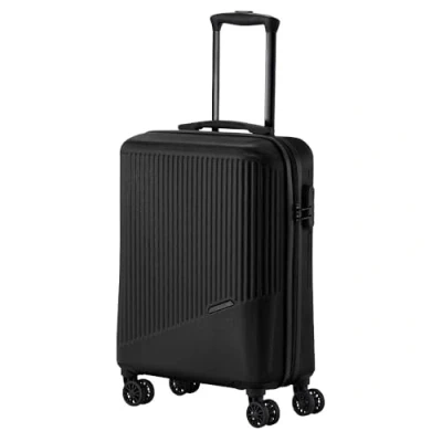 Bild av Travelite 4 hjuls resväska set 3 delar storlekar L/M/S, bagage serie Bali: ABS hårda skal trolleys, svart, Trolley Handgepäck (55 cm), Handbagage med hårt hjul