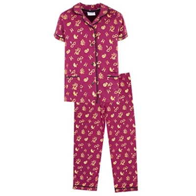 Bild av Harry Potter Pyjamasset för pojkar pyjamas med kortärmad t shirt och långa byxor 100 % bomull officiella röda varor från Gryffindor, Rosso, 13 14 år