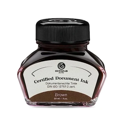 Bild av Octopus Fluids Document bläck brunt, dokumentäkta bläck, certifierat enligt DIN ISO 12757 2, brun, 30 ml