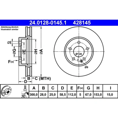 Bild av Bromsskiva Ate 24.0128 0145.1
