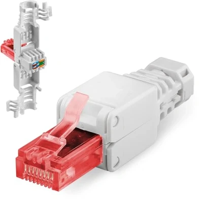 Bild av goobay 44738 verktygsfri RJ45 nätverksanslutning, CAT 6 UTP oskärmad, 52 mm längd, 15 bredd, höjd