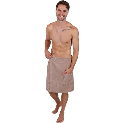 Bild av Betz Frotté bastukilt med knappar för män, 100 % bomull 420 g/m² Berlinfärg cappuccino