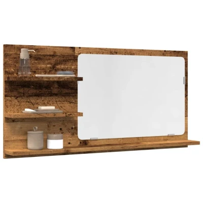 Bild av Spegelskåp för badrum åldrat trä 90x11x45 cm konstruerat
