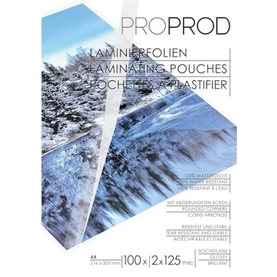 Bild av ProProd Lamineringspåse/laminerande påsar A4 2x125 mikron (250 mikron) paket med 100 ark,