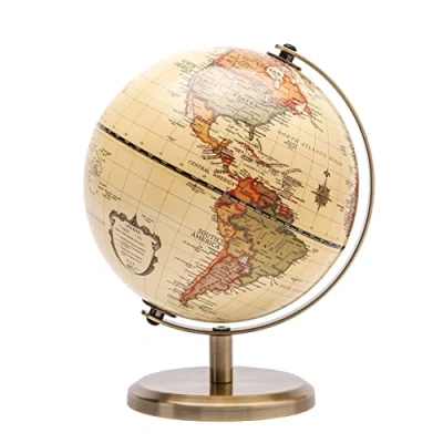 Bild av TOPGLOBE 14 cm Antik Världsglob Mini Jordglob med Metallbåge och Bas i Bronserad Färg Diameter