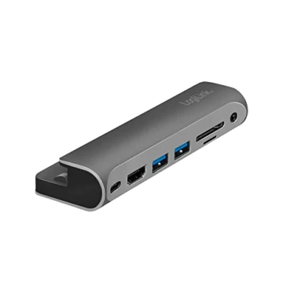 Bild av LogiLink UA0385, USB Type C, 3,5 mm, HDMI, 3.2 Gen 1 (3.1 1) A, MicroSDHC, MicroSDXC, MiniSD, SDHC, SDXC, 5000 Mbit/s, 60 Hz, 480i, 480p, 576i, 576p, 720p, 1080i, 1080p, 3840p