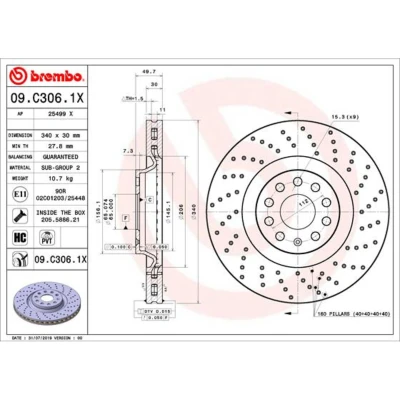 Bild av Bromsskiva BREMBO 09.C306.1X