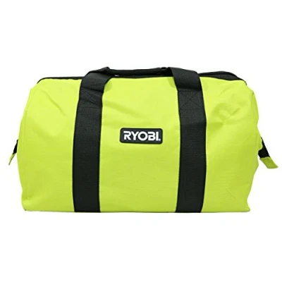 Bild av Ryobi grön bred mun hopfällbar äkta OEM entreprenörväska med full topp enkel dragkedja action och Cross X sömmar