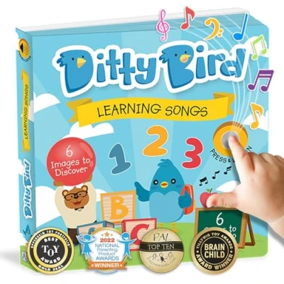 Bild av DITTY BIRD Learning Songs Ljudbok Bebisleksak med musik och ljud. 6 ljud knappar för att lära sig engelska. Perfekt tvåspråkiga barn från 1 år.