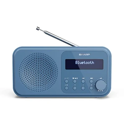 Bild av SHARP DR P420 bärbar digital radio (DAB/DAB+/FM med RDS, USB, Bluetooth 5.0, 3,5 mm väckarklocksfunktioner), blå