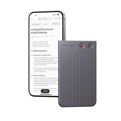 Bild av PLAUD Note AI röstinspelare, världens första GPT 4o driven röstinspelare. Förvaring och batteri: 30 timmars kontinuerlig inspelning, 60 dagars standbytid. Exakt röst till text på 57 språk.