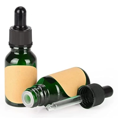 Bild av stonylab Glas Droppflaska 2 Pack, Tom Glasflaska med Konglasdroppare, Inre Propp och Etikett för Eteriska Oljor, Aromaterapidofter (15 ml, Grönt)