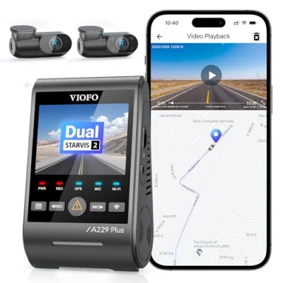 Bild av VIOFO A229 Plus 3 linser 2K 1080P, Dual STARVIS 2, HDR främre bilkamera bil, röststyrning och 5 GHz Wi Fi WLAN bilkamera, ultraexakt GPS, Super mörkerseende 2.0, röstutgåva, 512 GB Max