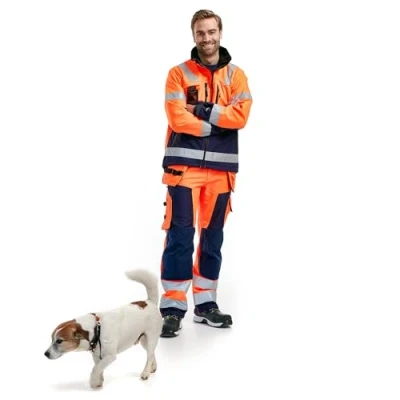 Bild av VARSELBYXA 1567 2517 SOFTSHELL VARSELORANGE/MARINBLÅ C46 Beijerbygg Byggmaterial