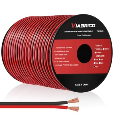 Bild av 30 meter 16 AWG 2 x 1,5 mm² elektrisk tråd, ledarkabel 5 V/12 V/24 V strömkabel kopparbelagd aluminiumkopparkabel, flexibel och mjuk låg impedans förlängningskabel