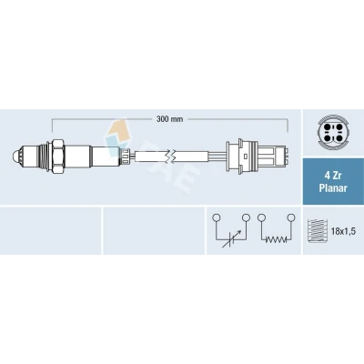 Bild av FAE 77252 Sonde lambda MERCEDES BENZ: Classe C Berline, E SLK, SMART: City Coupe, CHRYSLER: Crossfire Coupe