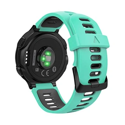 Bild av MoKo Watch Band Compatible with Forerunner 735XT/220/230/235/235 Lite/620/630 Smart Watch, Soft Silicone Adjustable Replacement Strap Fit Approach S20/S6/S5 Mint Green &amp; Black